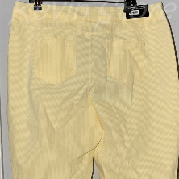 Yellow/White - Mario Serrani Women's Pull-On Capri - Picture 5 of 5
